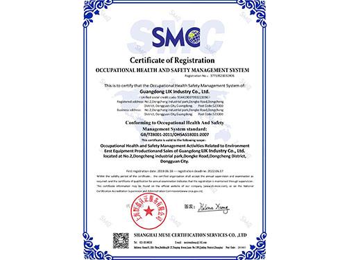 Occupational Health and Safety Management Certificate English version
